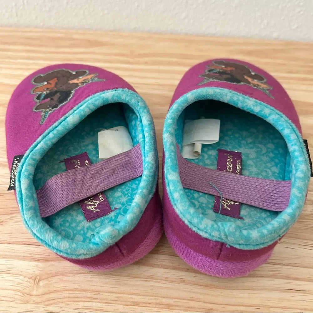 Girls Purple Unicorn Plush Slippers | Kids Size 7/8 | Cozy Fleece House Shoes
